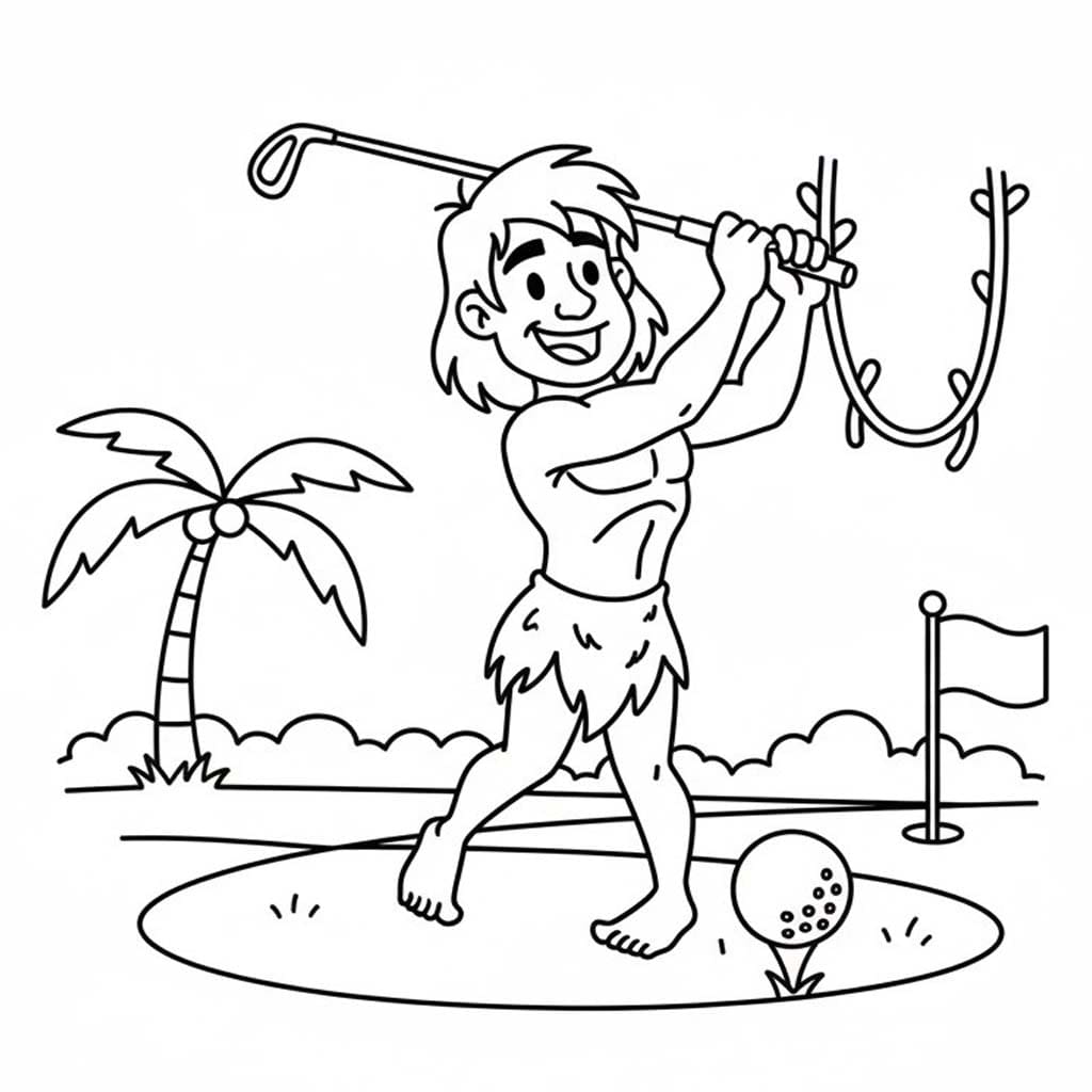 Kolorowanka Narysuj Tarzan wydruku prosty