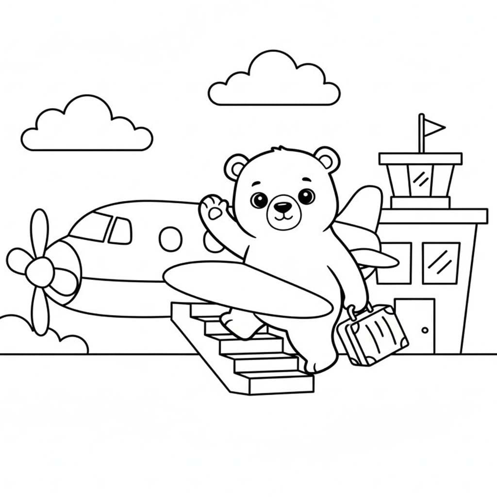 Kolorowanka Niedźwiedź Polarny prosty u dzieci