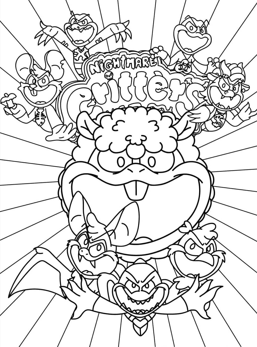 Kolorowanka Nightmare Critters bezpłatny wydruku łatwy