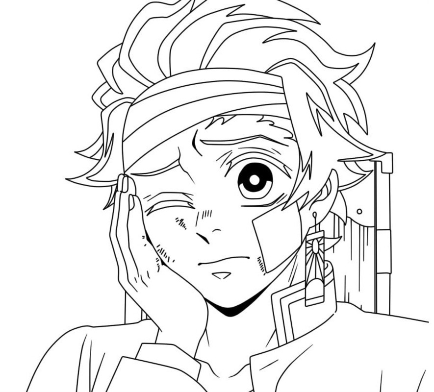 Kolorowanka Tanjiro bezpłatny łatwy