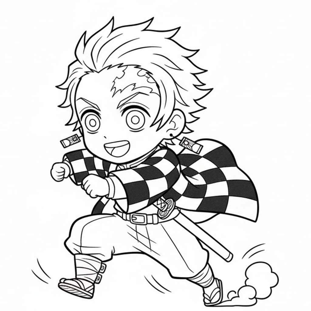 Kolorowanka Tanjiro bezpłatny podstawowy