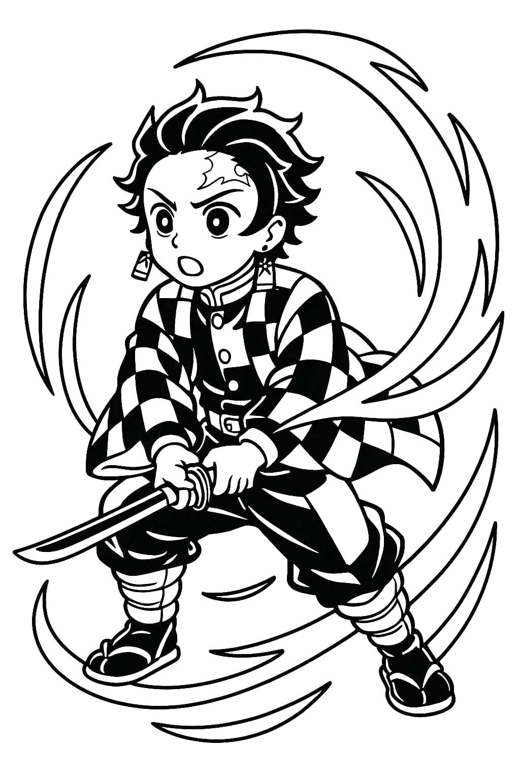 Kolorowanka Tanjiro bezpłatny wydruku dla dzieci