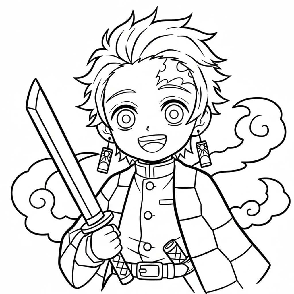 Kolorowanka Tanjiro bezpłatny wydruku podstawowy
