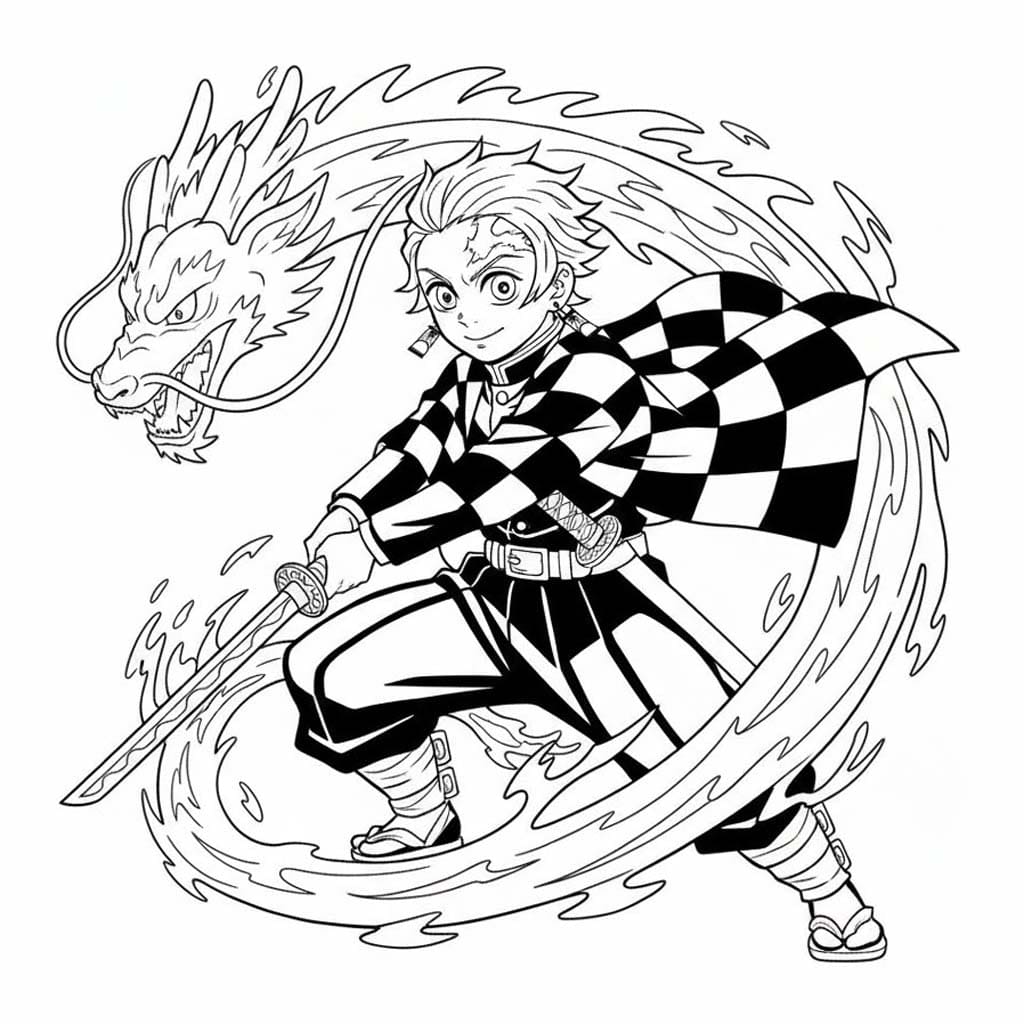 Kolorowanka Tanjiro bezpłatny wydruku