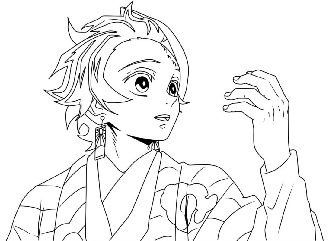 Kolorowanka Tanjiro wydruku łatwy