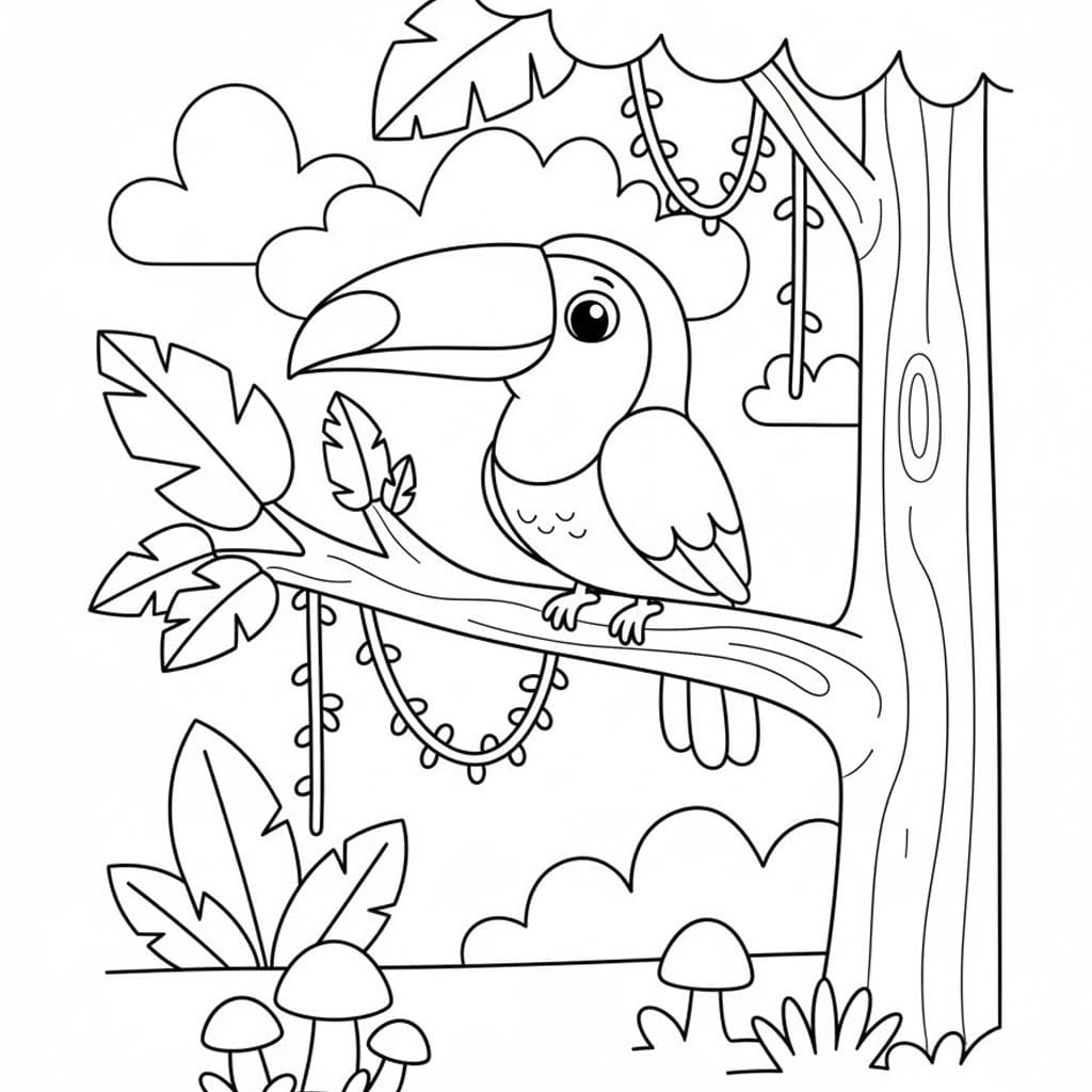 Kolorowanka Tukan bezpłatny wydruku dla dzieci