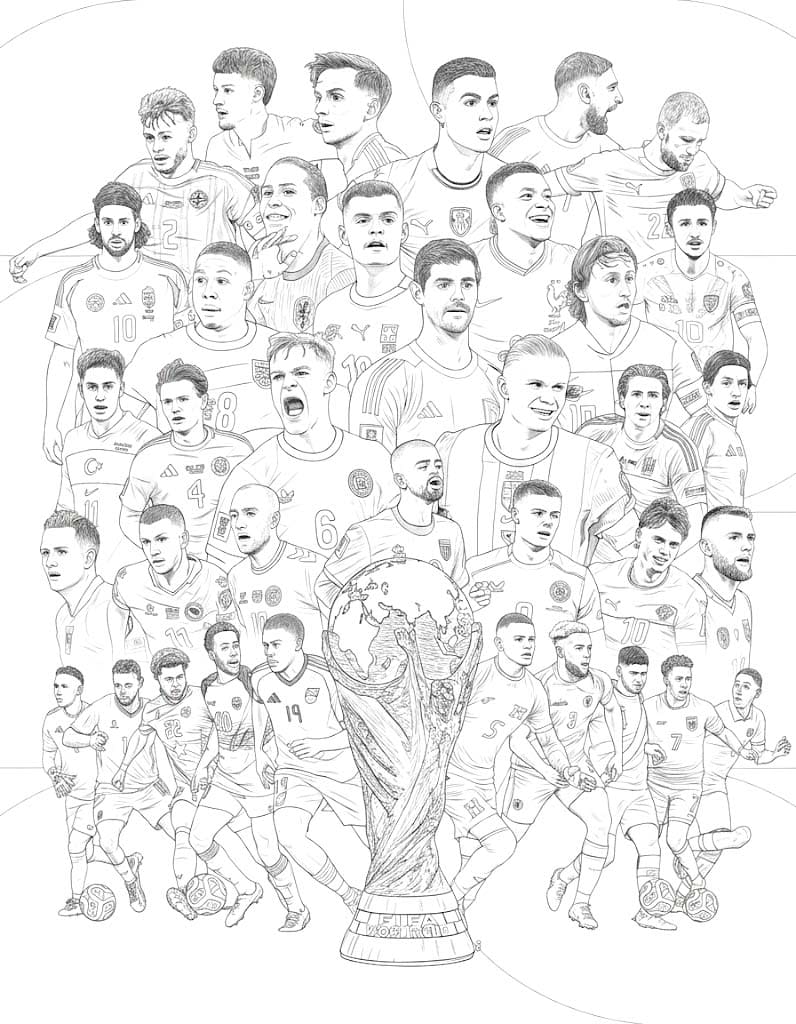Kolorowanka Mistrzostwa Świata 2026 wydruku łatwy