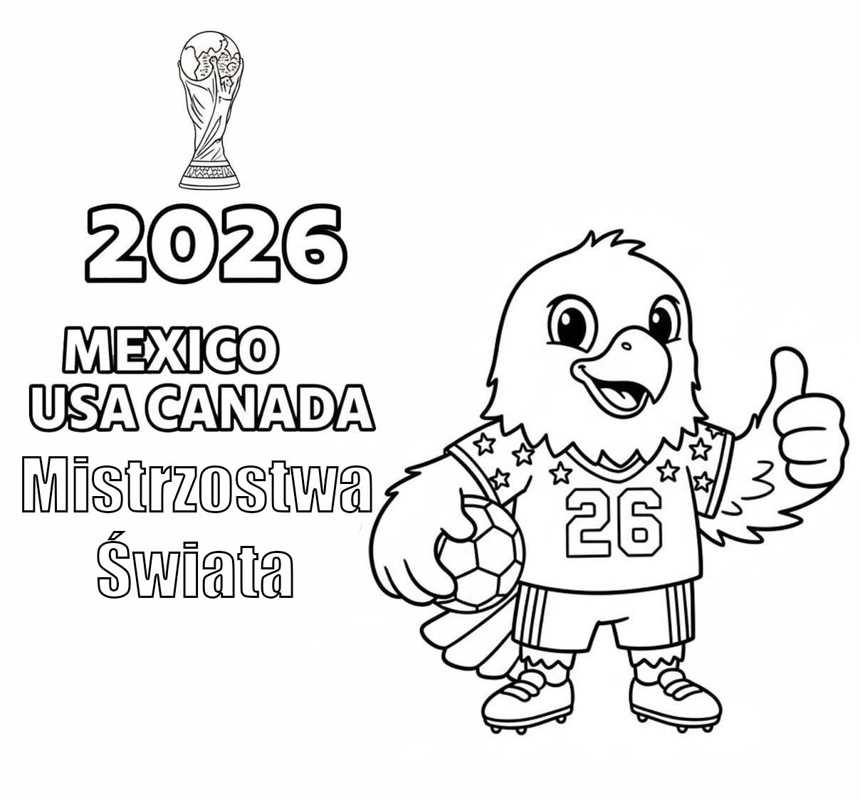 Kolorowanka Narysuj Mistrzostwa Świata 2026 bezpłatny