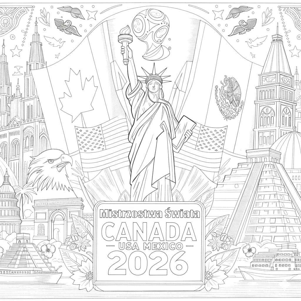 Kolorowanka Narysuj Mistrzostwa Świata 2026 łatwy