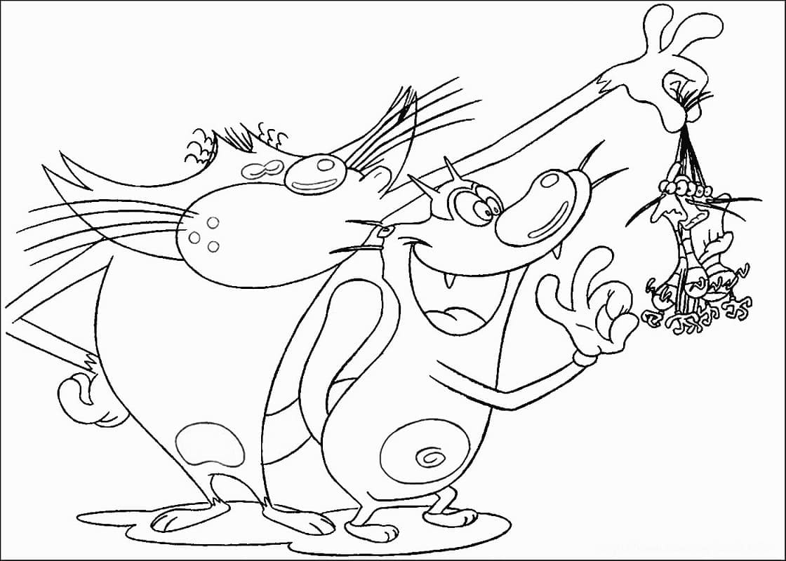 Kolorowanka Narysuj Oggy i Karaluchy dla dzieci