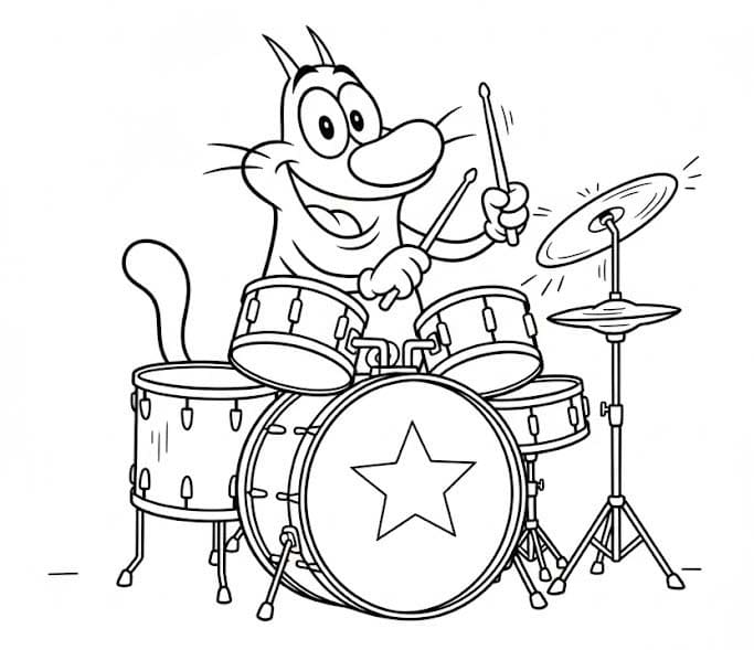 Kolorowanka Narysuj Oggy i Karaluchy łatwy