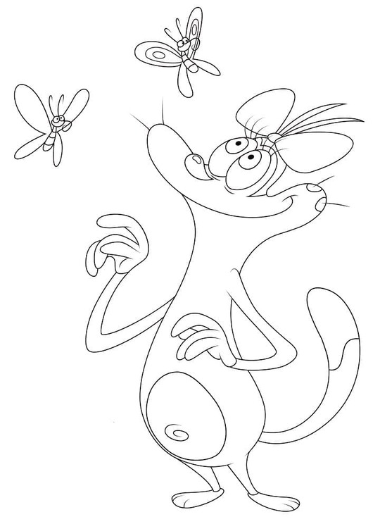 Kolorowanka Narysuj Oggy i Karaluchy prosty