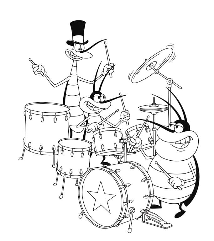 Kolorowanka Narysuj Oggy i Karaluchy wydruku