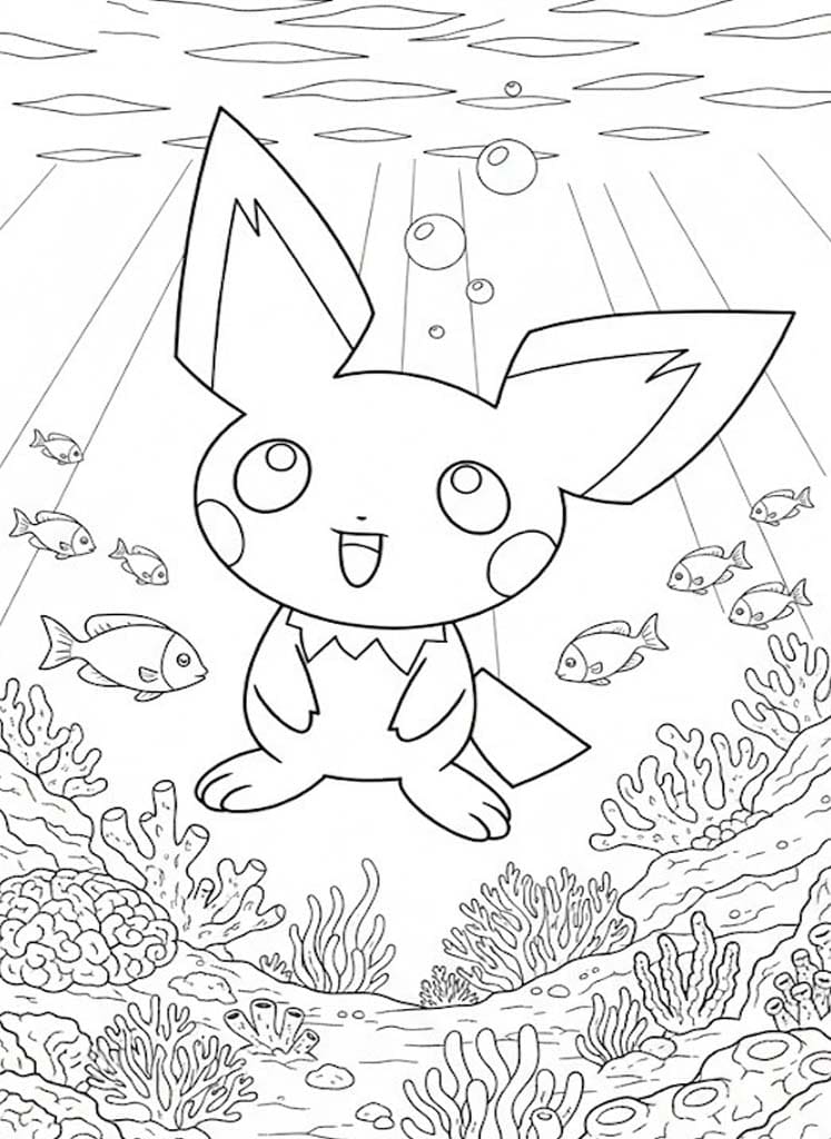 Kolorowanka Narysuj Pichu podstawowy