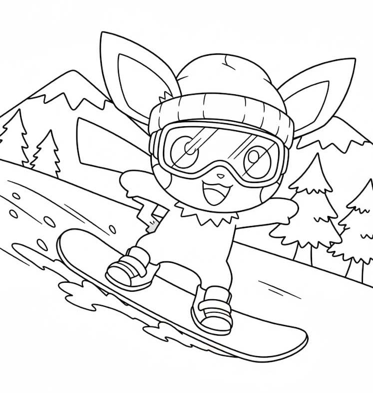 Kolorowanka Narysuj Pichu prosty