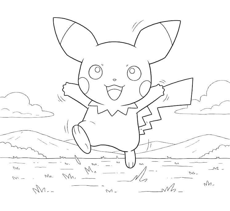 Kolorowanka Narysuj Pichu wydruku