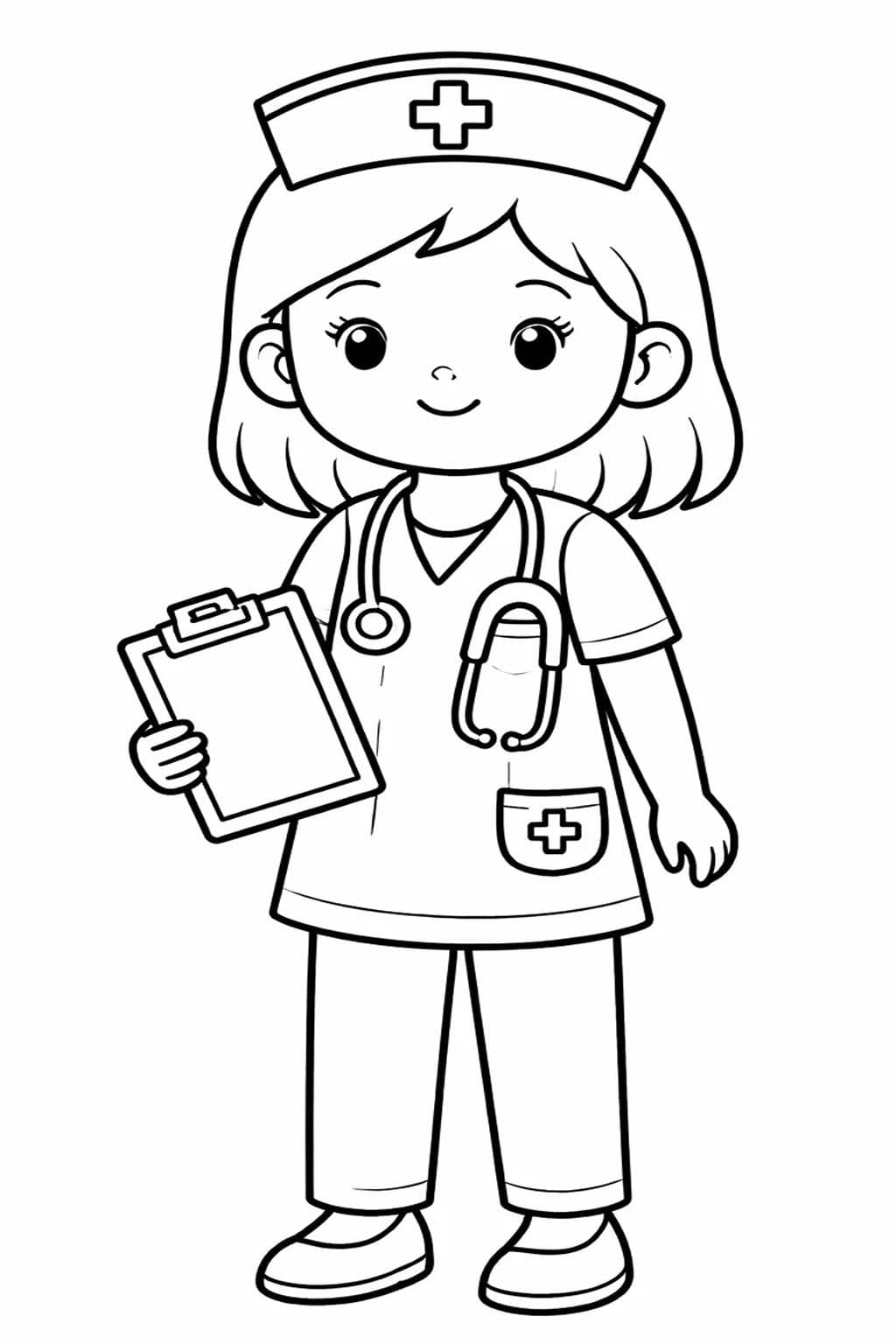 Kolorowanka Narysuj Pielęgniarka prosty