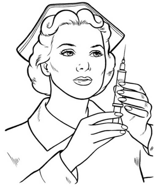 Kolorowanka Narysuj Pielęgniarka wydruku dla dzieci