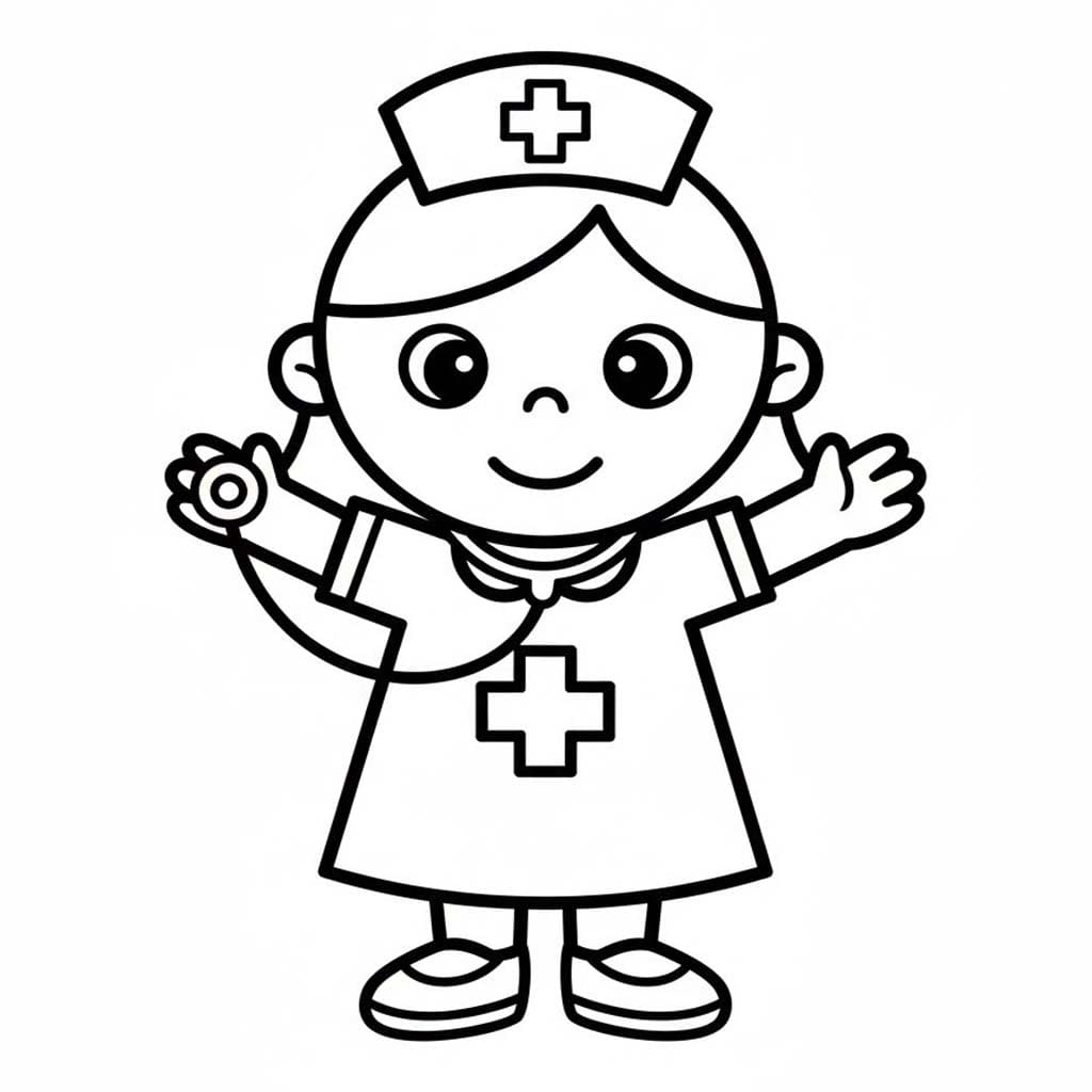 Kolorowanka Narysuj Pielęgniarka wydruku