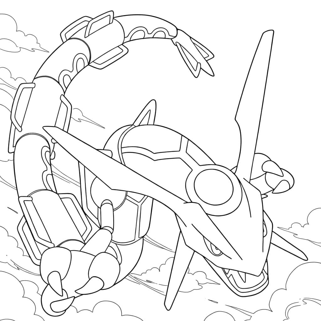 Kolorowanka Narysuj Rayquaza bezpłatny dla dzieci