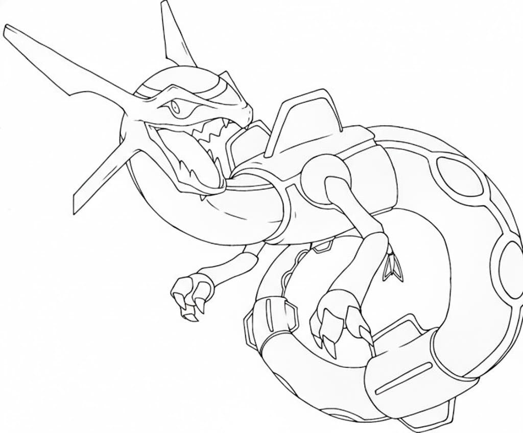 Kolorowanka Narysuj Rayquaza bezpłatny łatwy