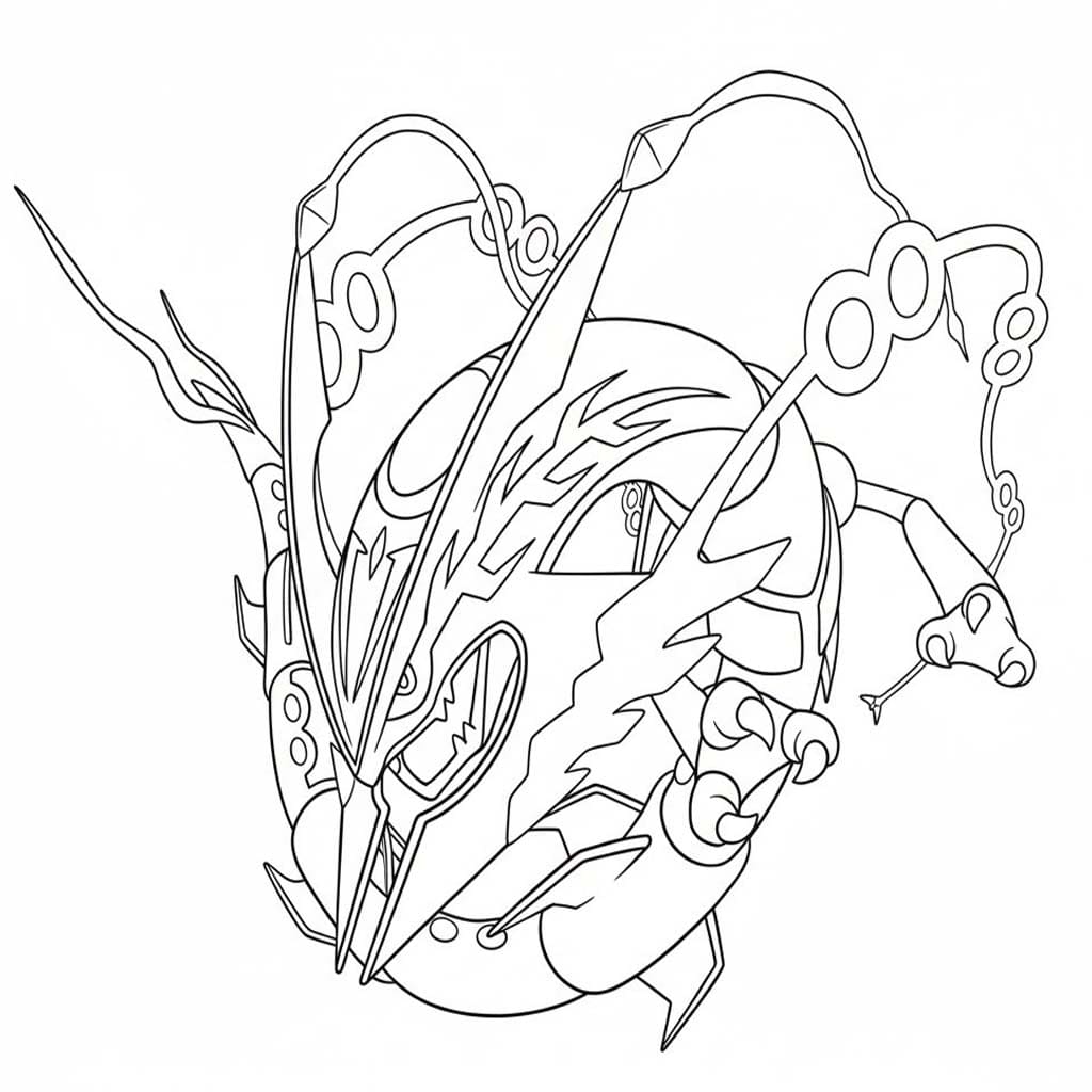 Kolorowanka Narysuj Rayquaza bezpłatny prosty