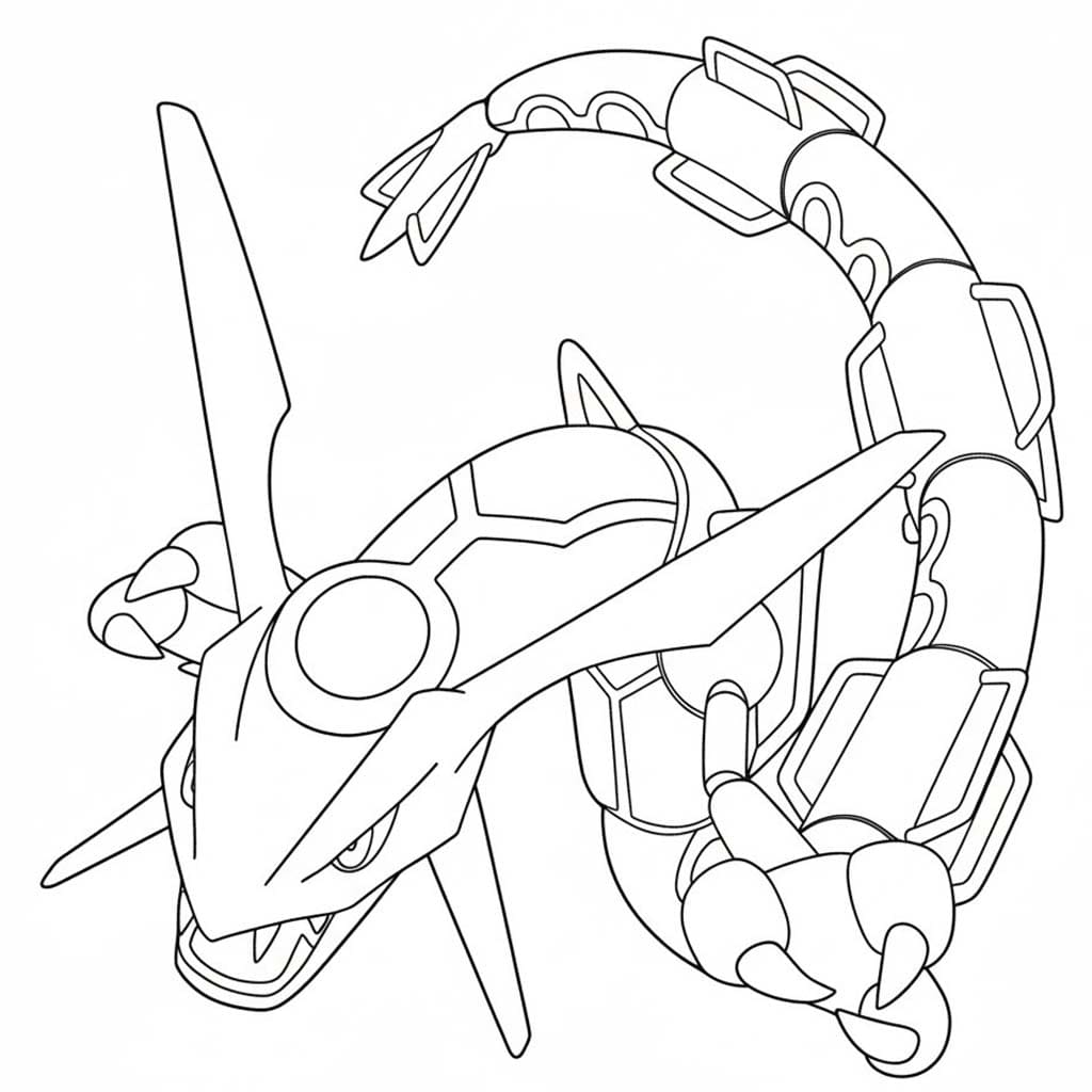 Kolorowanka Narysuj Rayquaza bezpłatny wydruku łatwy