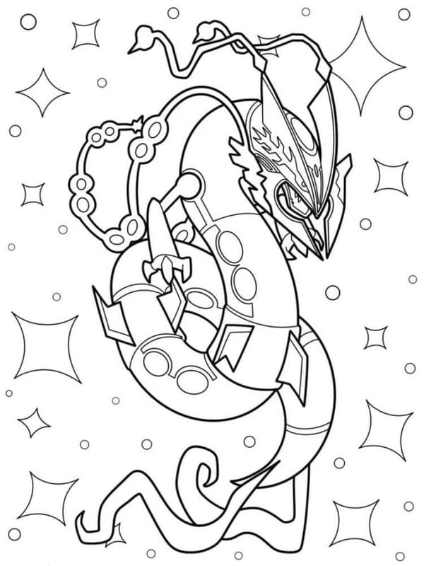 Kolorowanka Narysuj Rayquaza bezpłatny wydruku podstawowy