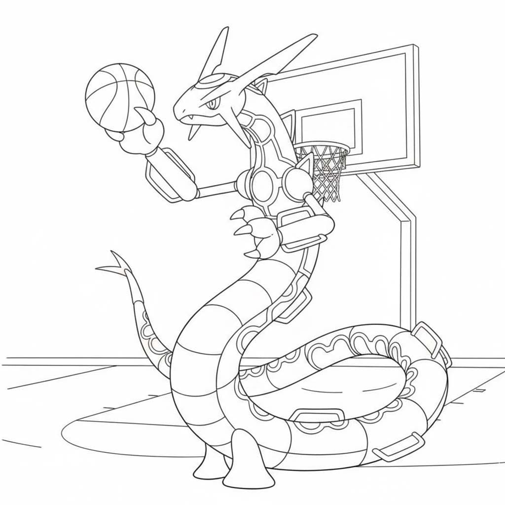 Kolorowanka Narysuj Rayquaza bezpłatny wydruku