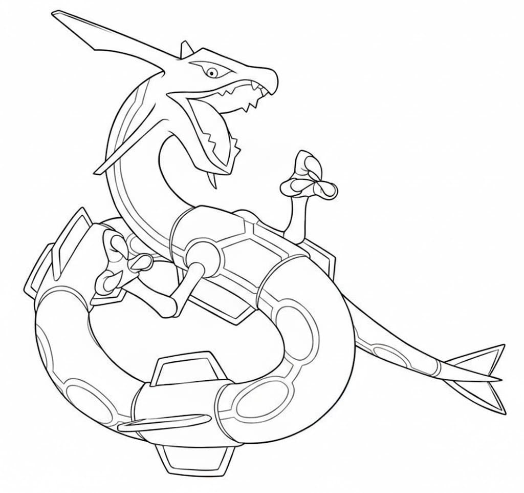 Kolorowanka Narysuj Rayquaza dla dzieci