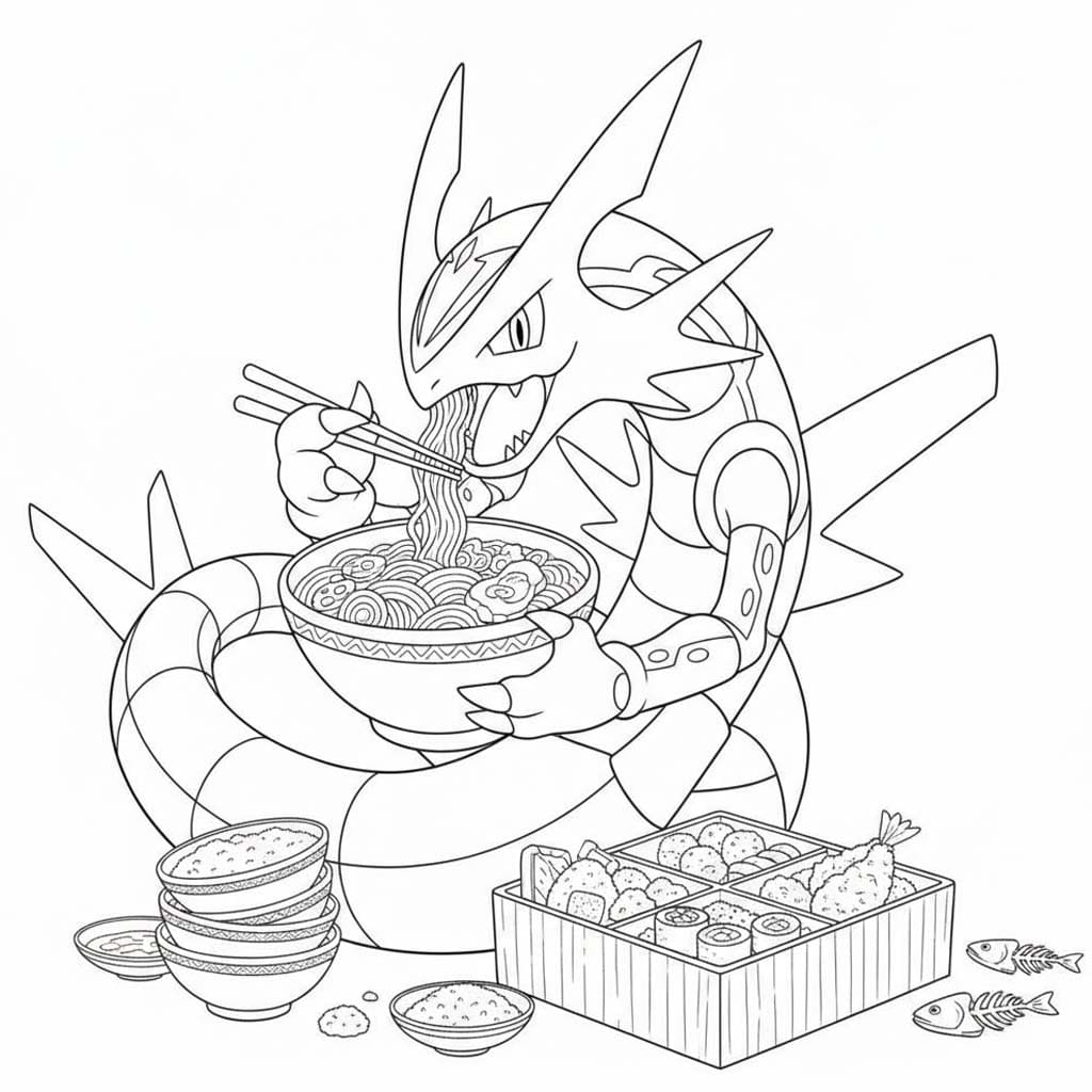 Kolorowanka Narysuj Rayquaza podstawowy