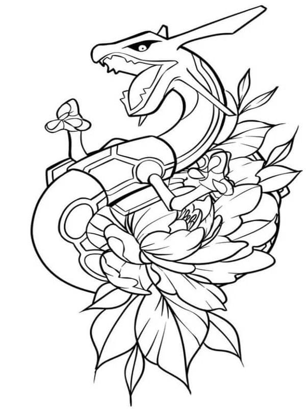 Kolorowanka Narysuj Rayquaza wydruku dla dzieci