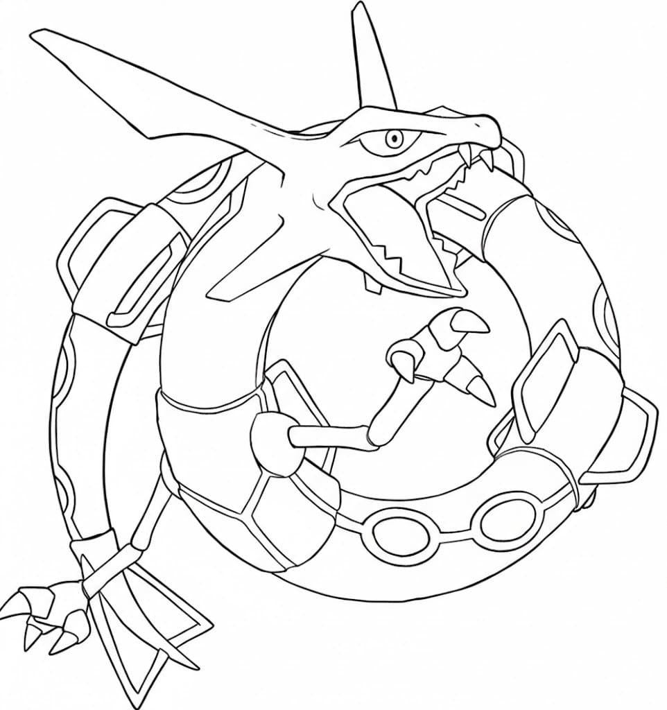 Kolorowanka Narysuj Rayquaza wydruku łatwy