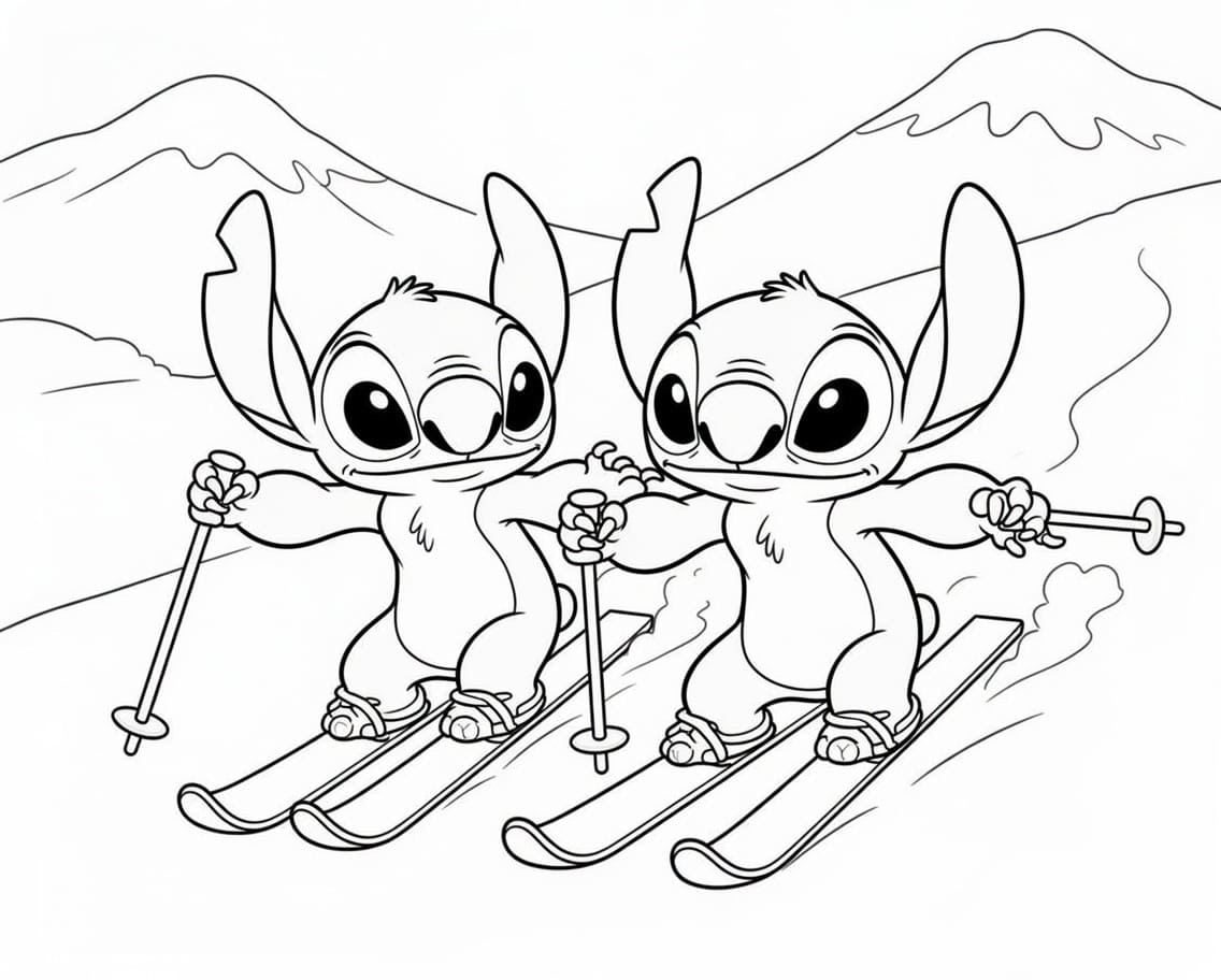 Kolorowanka Narysuj Stitch i Angel wydruku podstawowy