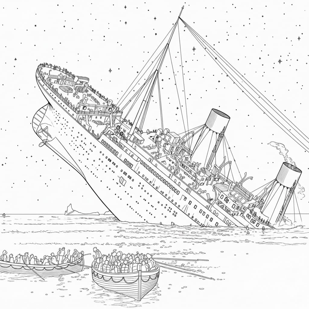 Kolorowanka Narysuj Titanic bezpłatny dla dzieci