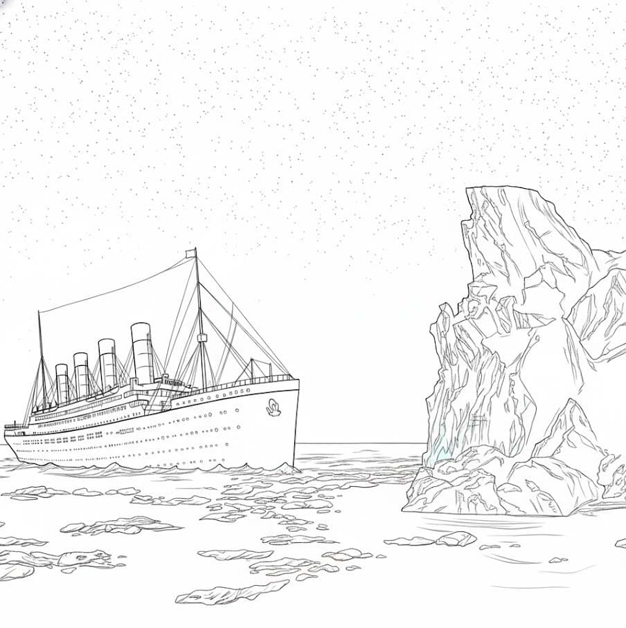 Kolorowanka Narysuj Titanic łatwy