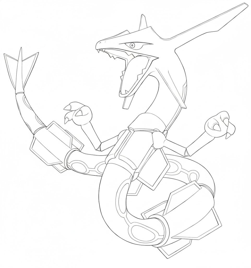 Kolorowanka Obraz Rayquaza bezpłatny wydruku