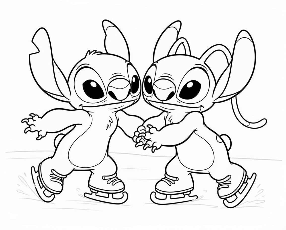 Kolorowanka Obraz Stitch i Angel wydruku