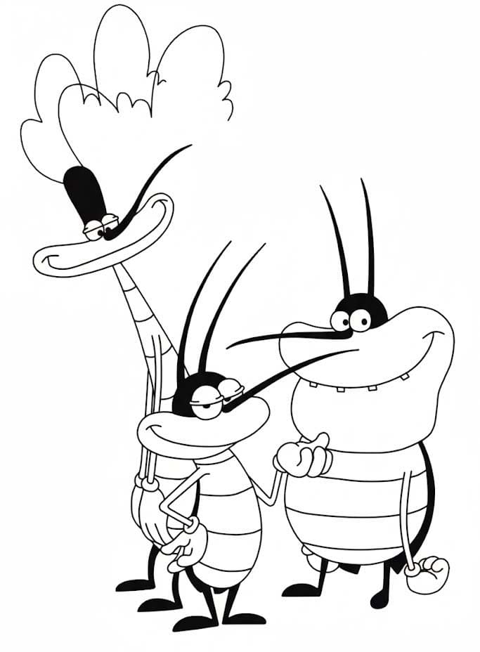 Kolorowanka Oggy i Karaluchy bezpłatny wydruku