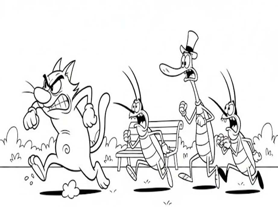 Kolorowanka Oggy i Karaluchy wydruku