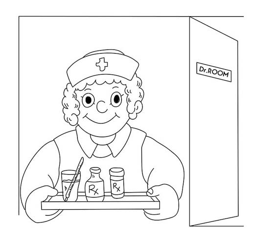 Kolorowanka Pielęgniarka bezpłatny wydruku podstawowy