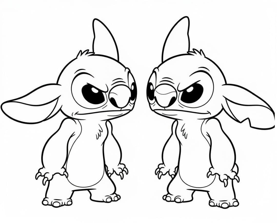 Kolorowanka Stitch i Angel bezpłatny wydruku dla dzieci