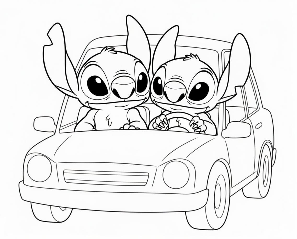 Kolorowanka Stitch i Angel bezpłatny wydruku łatwy