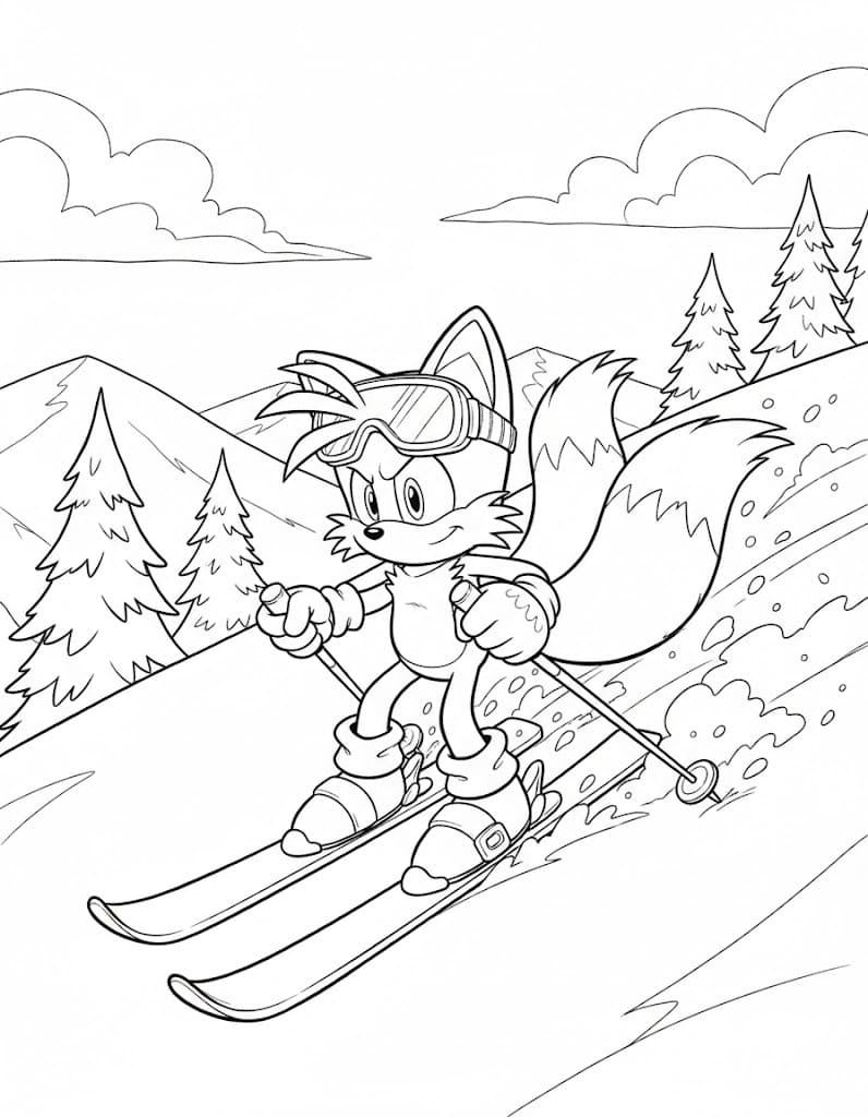 Kolorowanka Tails bezpłatny wydruku prosty