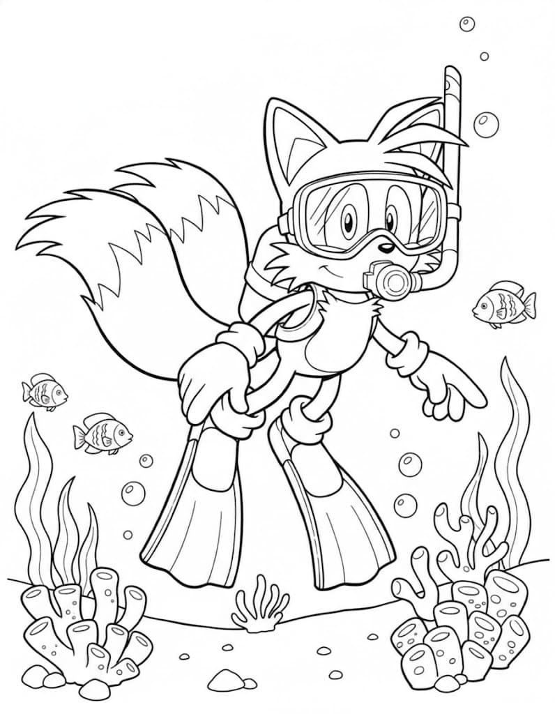 Kolorowanka Tails bezpłatny wydruku