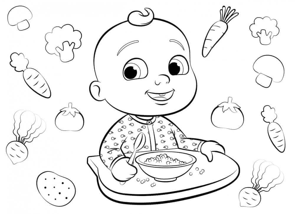 Kolorowanka Cocomelon bezpłatny wydruku łatwy