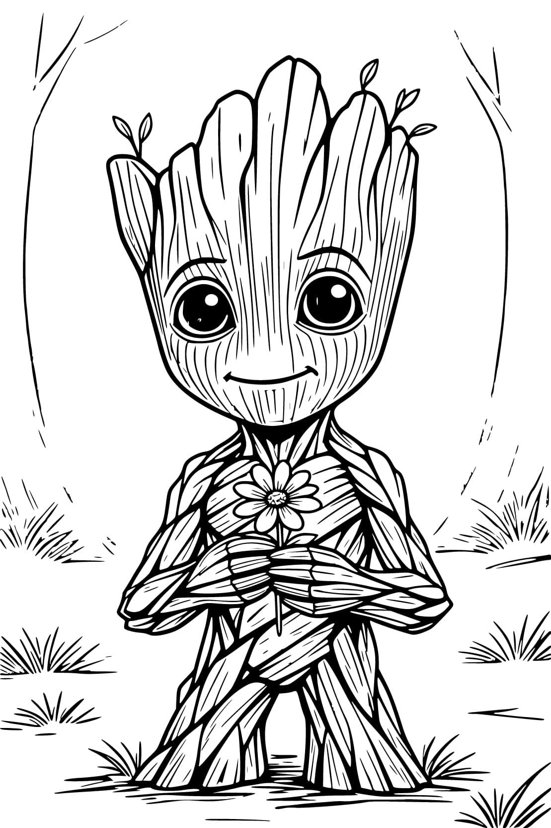 Kolorowanka Groot bezpłatny wydruku podstawowy
