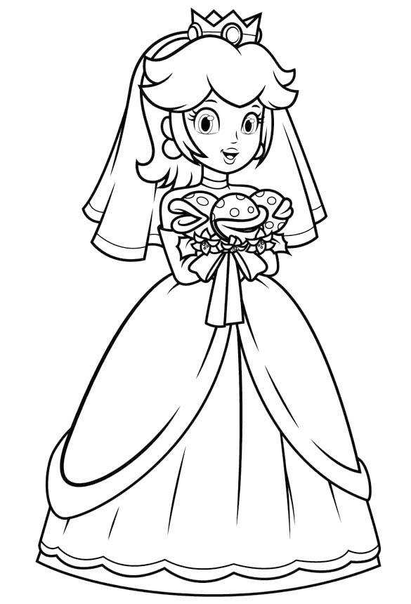 Kolorowanka Księżniczka Peach bezpłatny wydruku dla dzieci