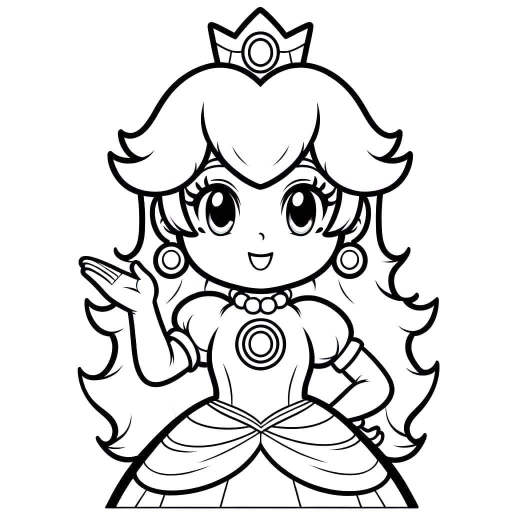 Kolorowanka Księżniczka Peach bezpłatny wydruku łatwy