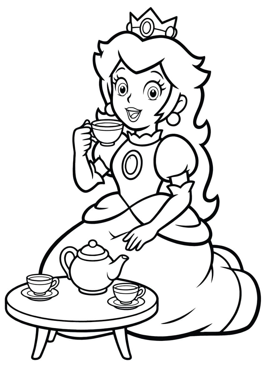 Kolorowanka Księżniczka Peach bezpłatny wydruku